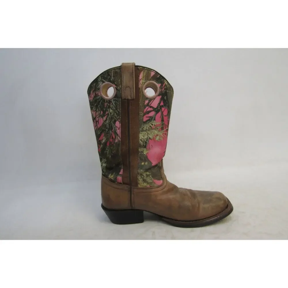 Smoky Mountain Youth Sz 3.5 D Pink Tree Camo Brown Leather Buckaroo Cowboy Boots